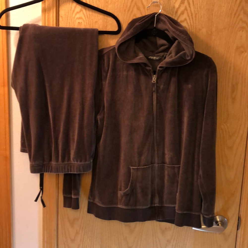 Brown velour lounging outfit